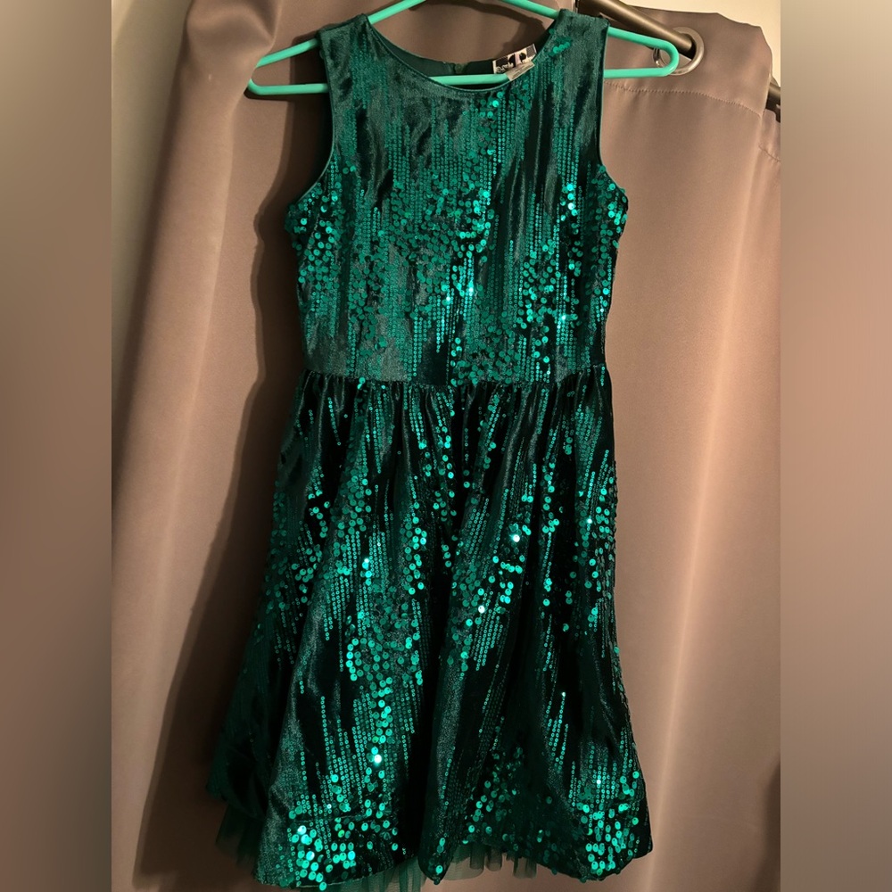 Girls green sequins dress